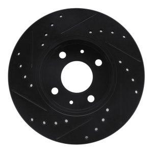 Nissan NX Brake Rotor (1) - Front Right - R1 Concepts - Drilled & Slotted - Black - `88-`06